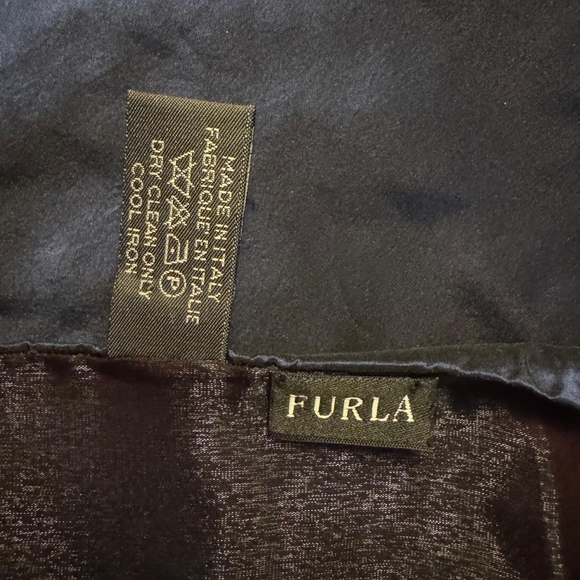 Furla Reversible Blue Purple Silk Shawl - Picture 3 of 5